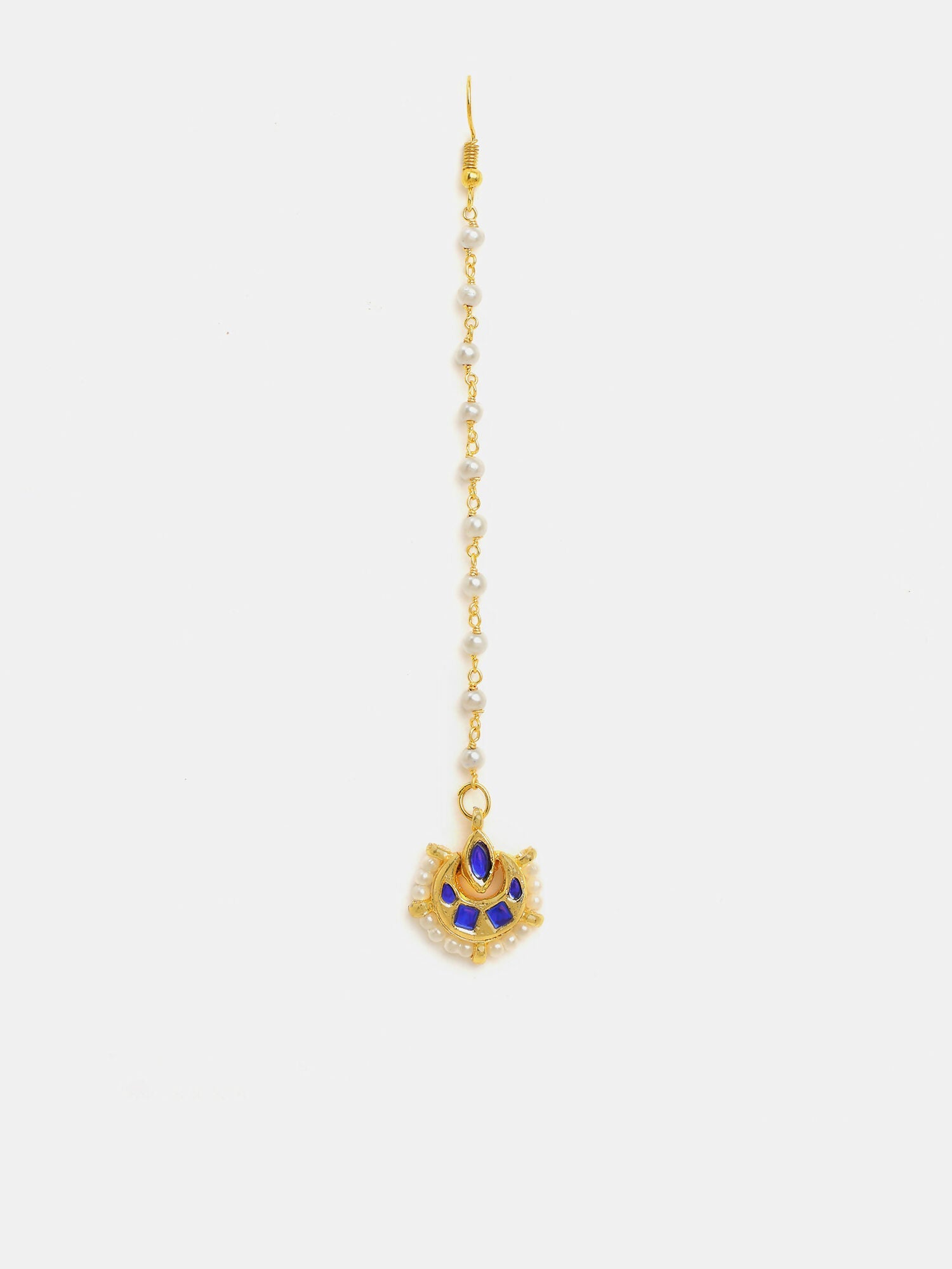 Ruby Raang Finest Gold Kundan Earrings With A Maang Tikka | Grocsy
