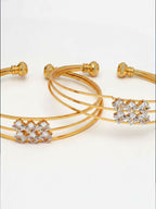 NVR Women Set of 2 Gold Plated CZ Stone Adjustable Bangle | Grocsy