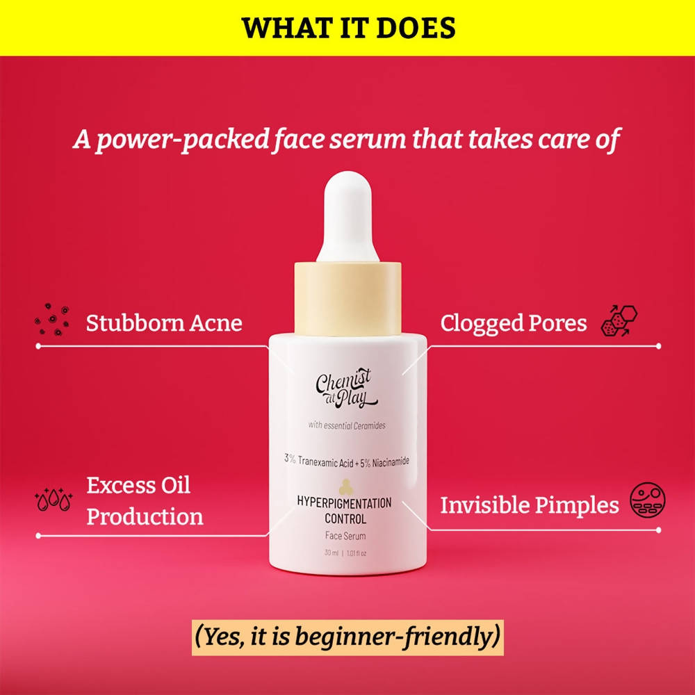 Chemist At Play Hyperpigmentation Control Face Serum, Reduces Acne Scars and Post-Inflammatory Pigmentation | Grocsy