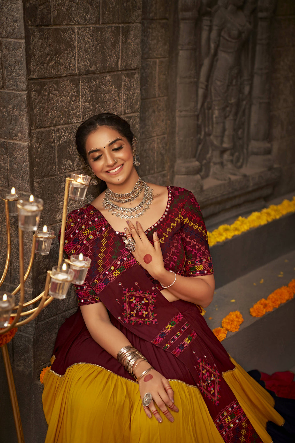 Multi Color Viscose Rayon Thread Embroidered Navratri Lehenga Choli with Dupatta - Raas | Grocsy