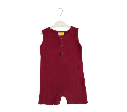 Sunshine Baby Cute Organic Muslin Cotton Sleeveless Knee Length Rompers - Maroon | Grocsy
