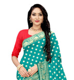 Vamika Rama Green Weaving Banarasi Jacquard Saree | Grocsy