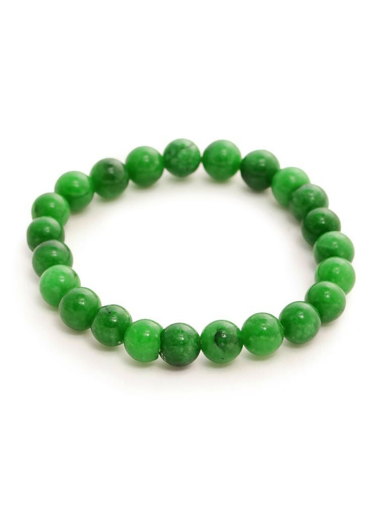 Green Jade Elastic Bracelet - Ruby Raang | Grocsy