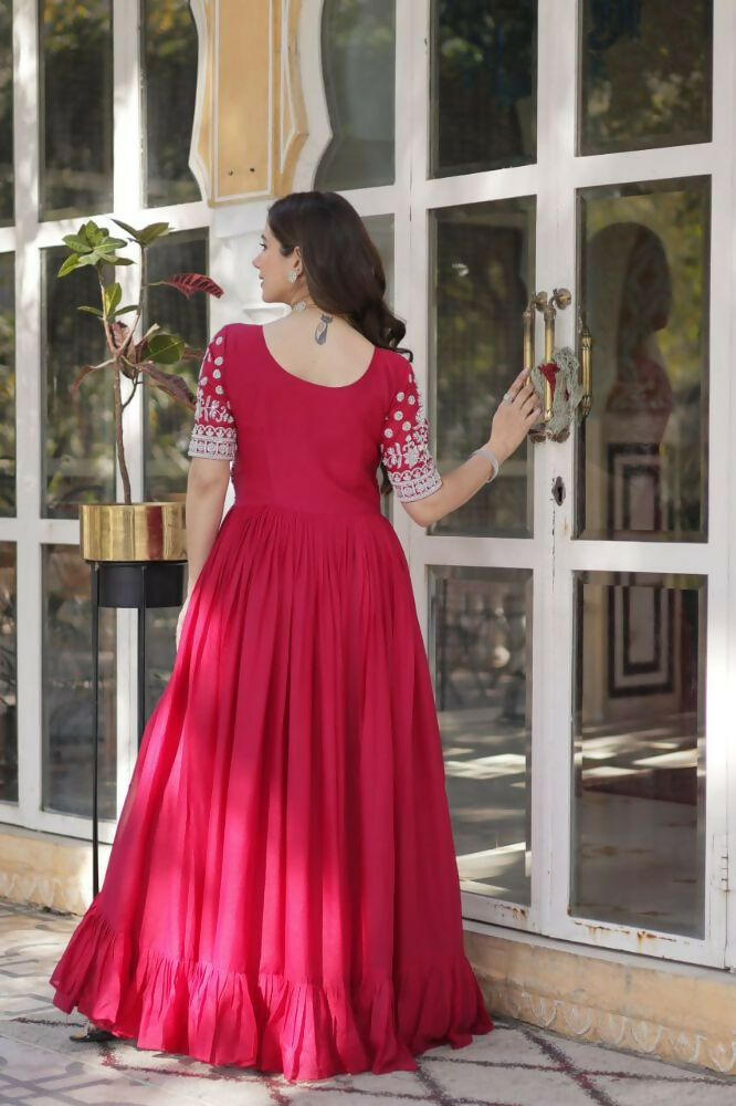 Vastranavya Turquoise Star Georgette with Embroidery Beads Sequins Work Fancy Kurti & Lehenga | Grocsy