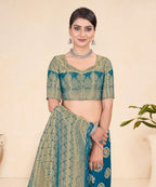 Teal Blue Viscose Weaving Designer Saree - Vandini | Grocsy