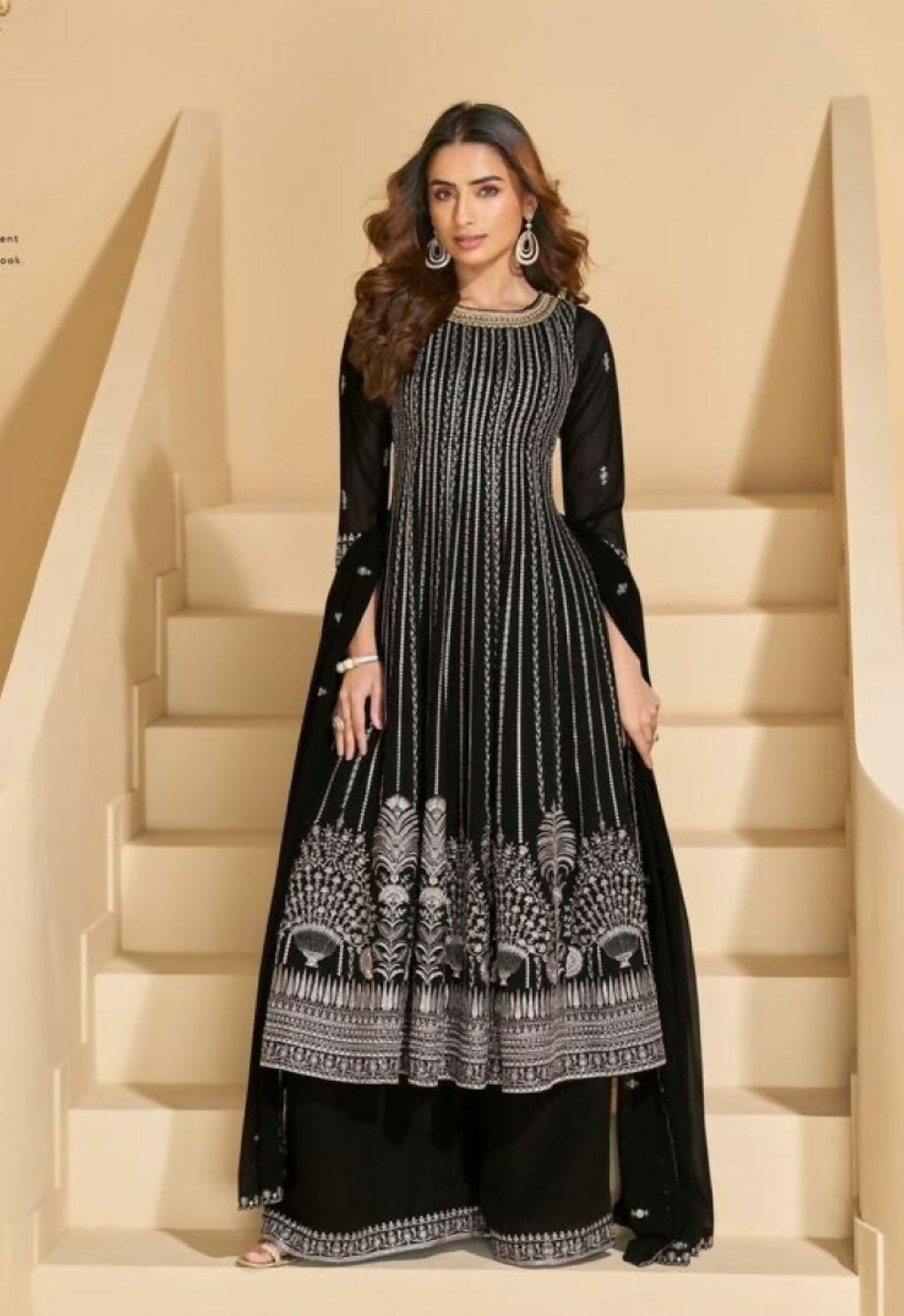 Anaita Black Georgette Stitched Suit with Embroidery & Sequence Work | Grocsy