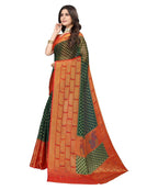 Vamika Green Chiffon Brasso Bollywood Style Woven Saree (DIMPLE GREEN) | Grocsy