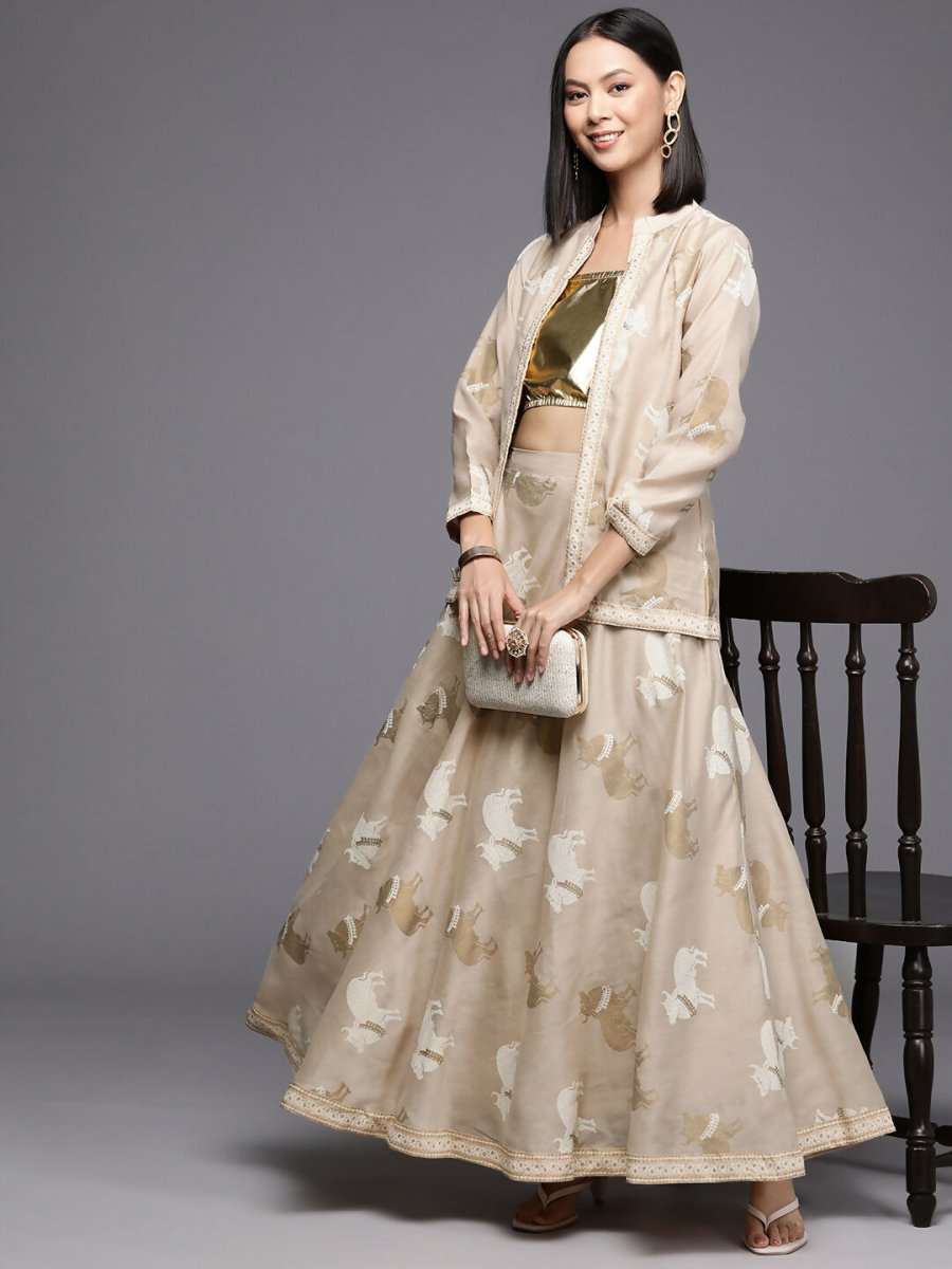 Ahalyaa Women's Traditional Wear Co-ods - Tan | Grocsy