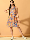 Myshka Women's Yellow Wrap Party Dress | Grocsy