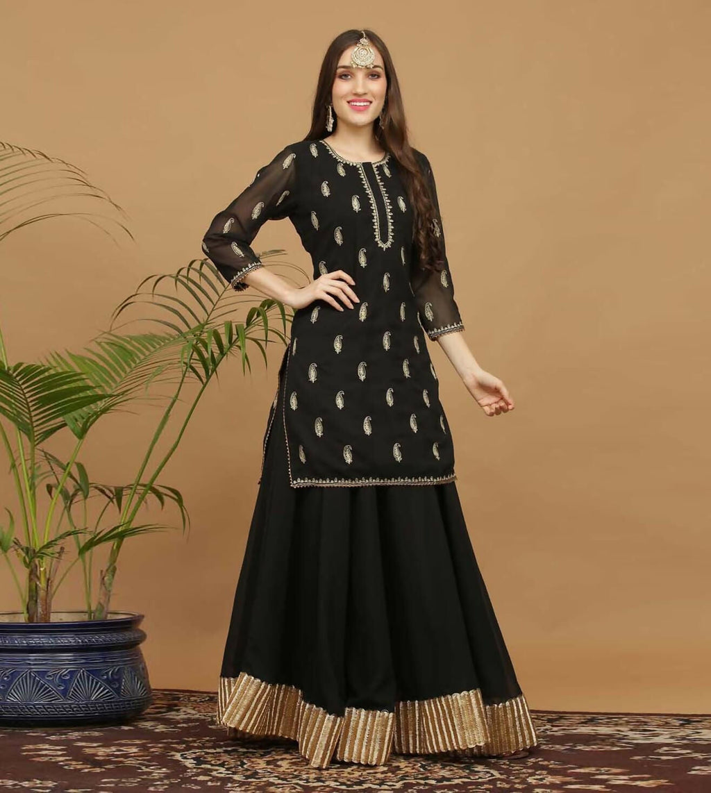 Joban Fashion Black Georgette Lehenga Set | Grocsy