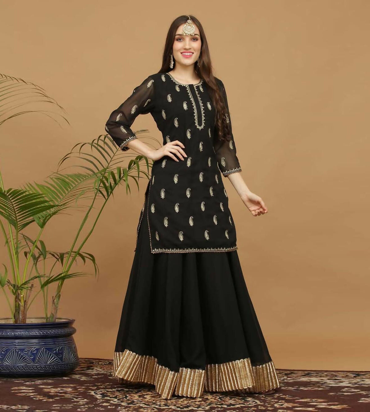 Joban Fashion Black Georgette Lehenga Set | Grocsy
