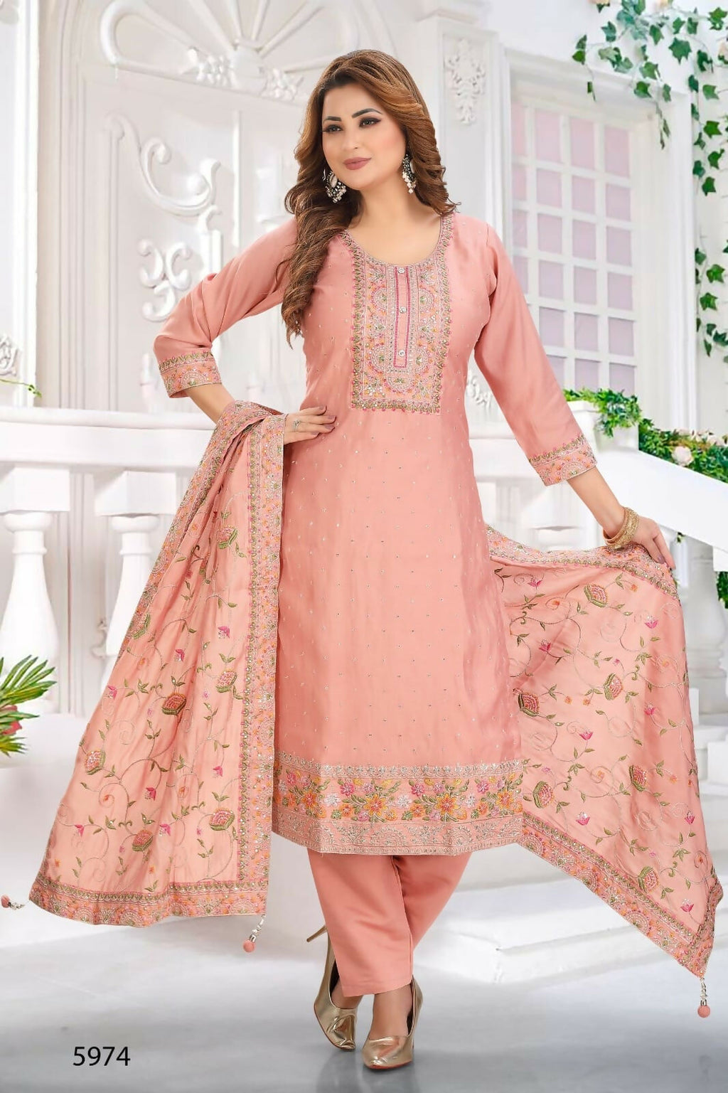 Joban Fashion Silk Peach Color Kurta Set | Grocsy