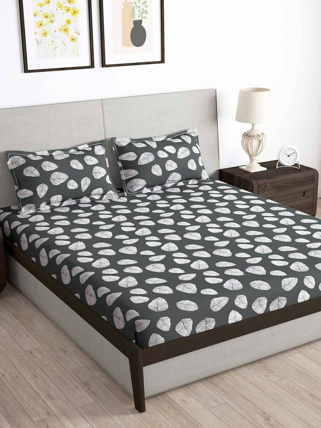 Story@home Green & White Floral Microfiber 180 TC Bedsheet With Pillow Cover | Grocsy