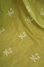 Vastranavya Mehendi Digital Printed Linen Ready To Wear Designer Saree with Unstitched Blouse | Grocsy