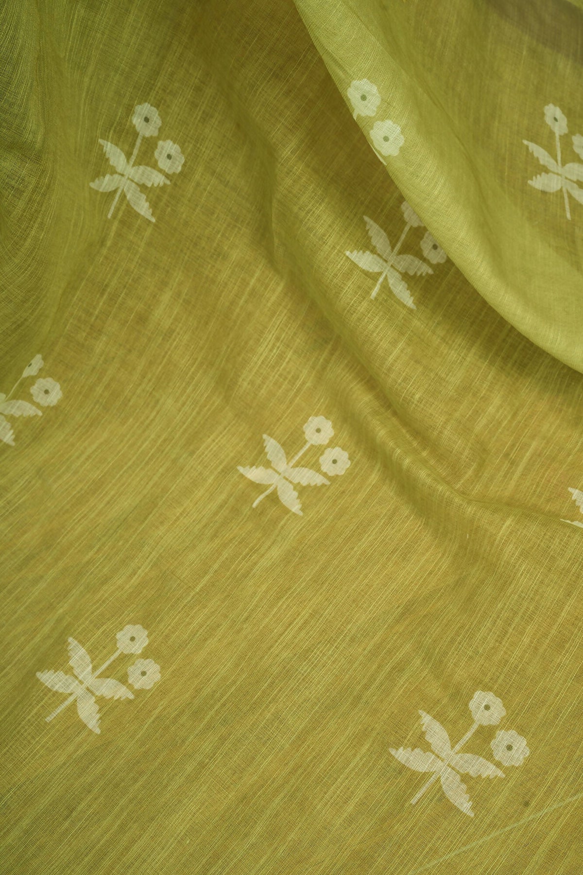 Vastranavya Mehendi Digital Printed Linen Ready To Wear Designer Saree with Unstitched Blouse | Grocsy