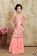 Kids Wedding Designer Pink Fox Georgette Sharara Suit - Aaradhna | Grocsy