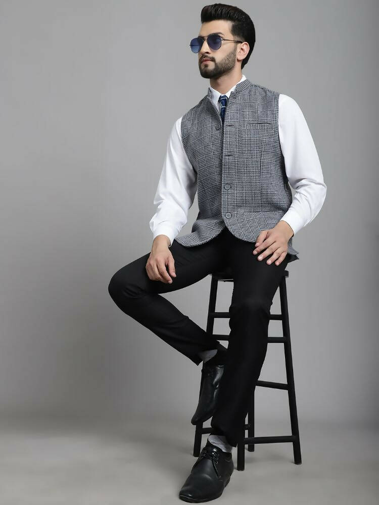 Even Apparels Nehru Jacket With Welt Pockets - Grey | Grocsy