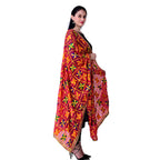 SWI Stylish Women's Embroidered Phulkari Chiffon Magenta Dupatta | Grocsy