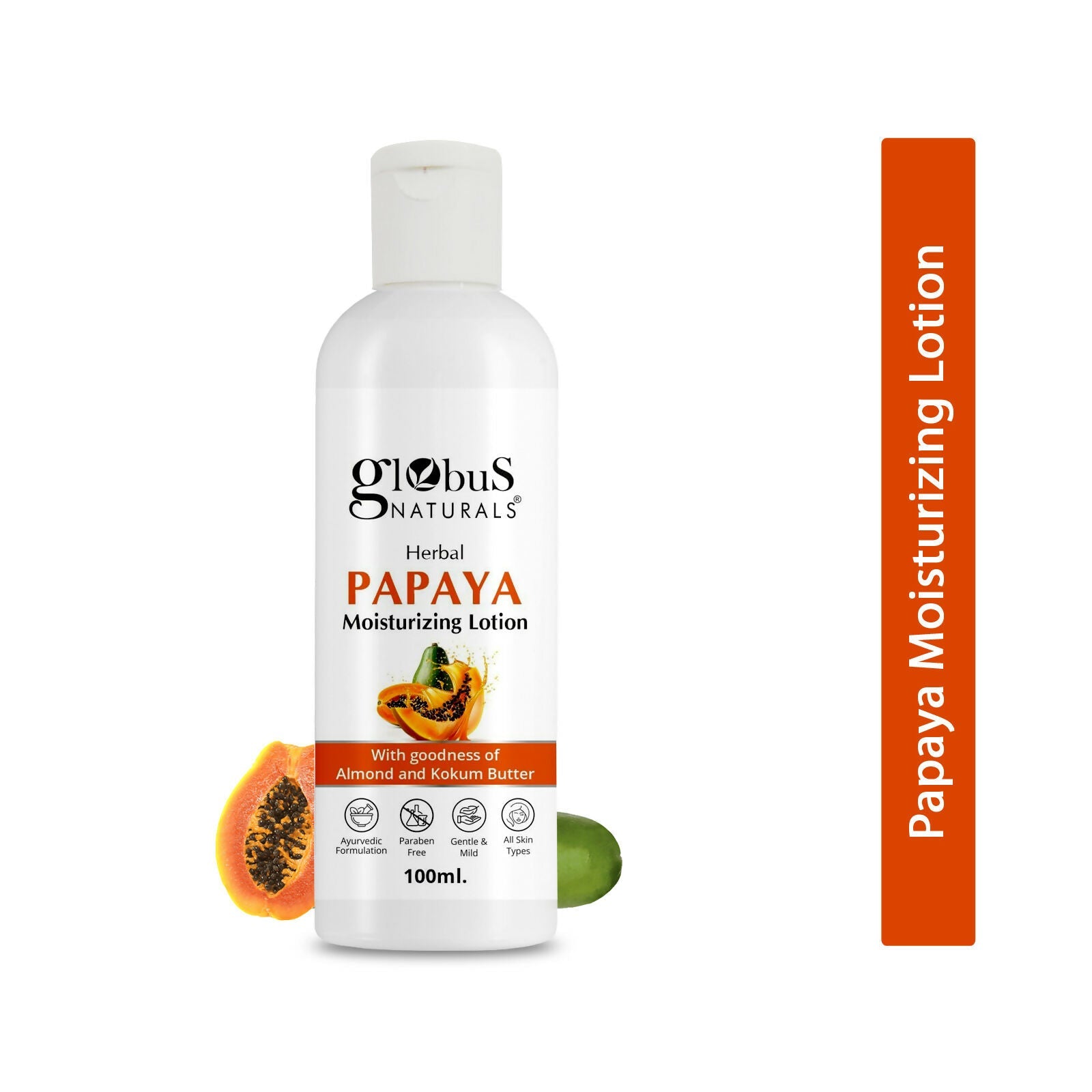 Globus Naturals Herbal Papaya Moisturizing Body Lotion For Nourishment, Glowing & Youthful Skin, All Skin Types | Grocsy