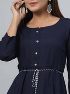 Juniper Women's Navy Rayon Slub Solid Dress | Grocsy