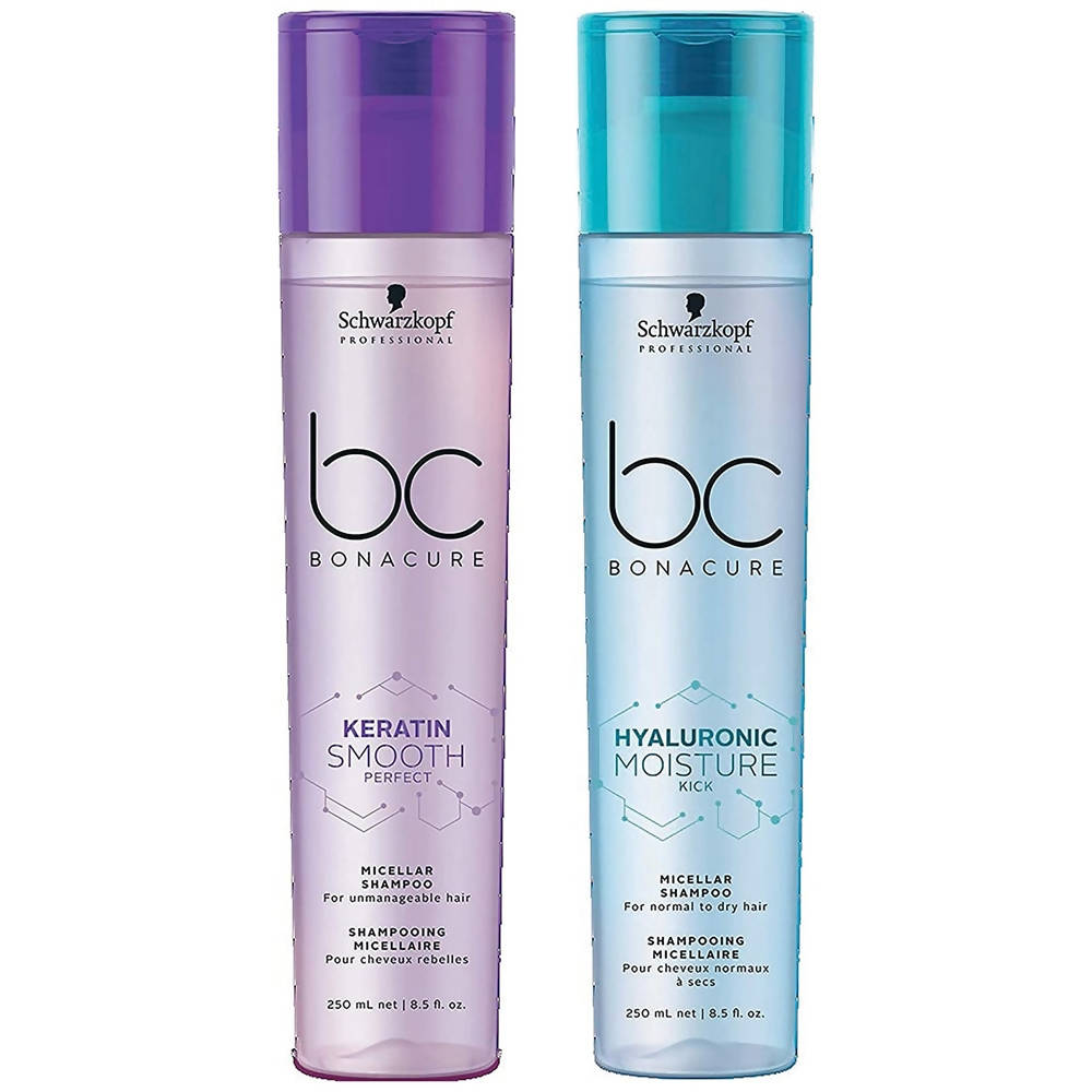 Schwarzkopf Professional BC Bonacure Keratin Smooth Perfect & Hyluronic Moisture Micellar Shampoo Combo | Grocsy