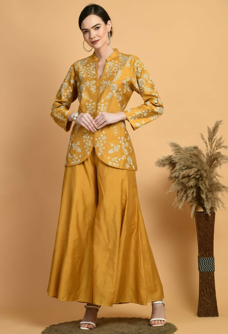 Joban Fashion Mustard Chanderi Kurta Set | Grocsy