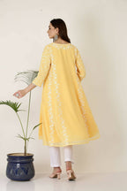Joban Fashion Yellow&White Georgette Kurta Set | Grocsy