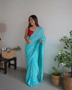 Vamsee Trendy Sequence Sky Blue Georgette Saree | Grocsy
