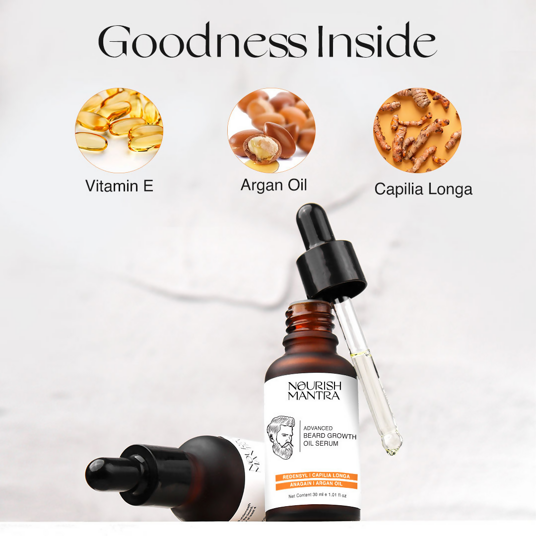 Nourish Mantra Advanced Beard Growth Oil Serum with Redensyl | Grocsy