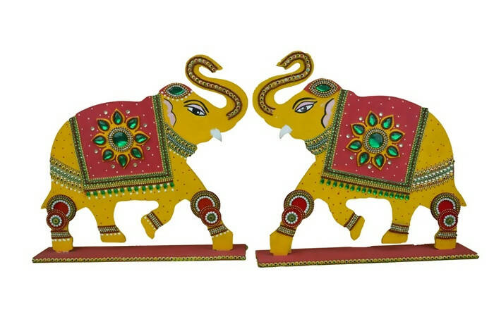 Kundan HandiKrafts Mdf Elephant Back Drop Pair | Grocsy
