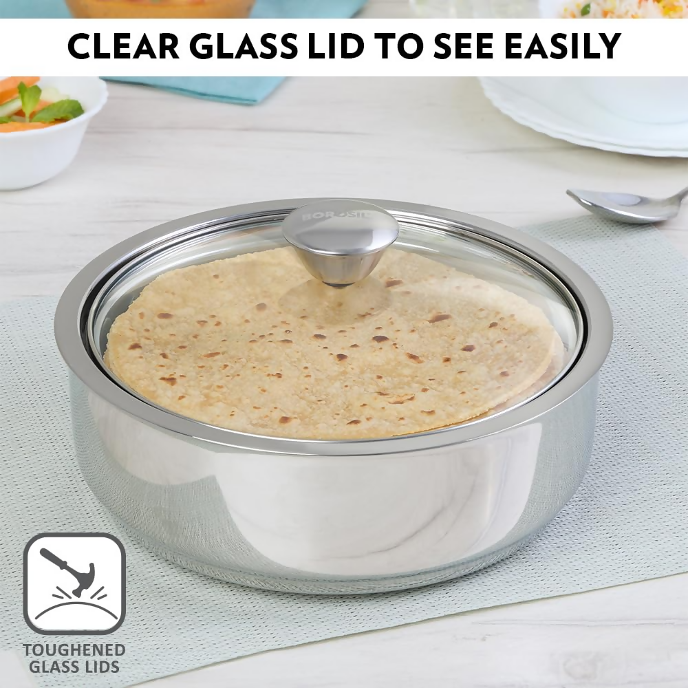 Borosil Stainless Steel Insulated Roti Server | Grocsy