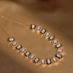 Double Mufli (peanut) Meenakari and Diamond Neckpiece (Gold) - Ruby Raang | Grocsy