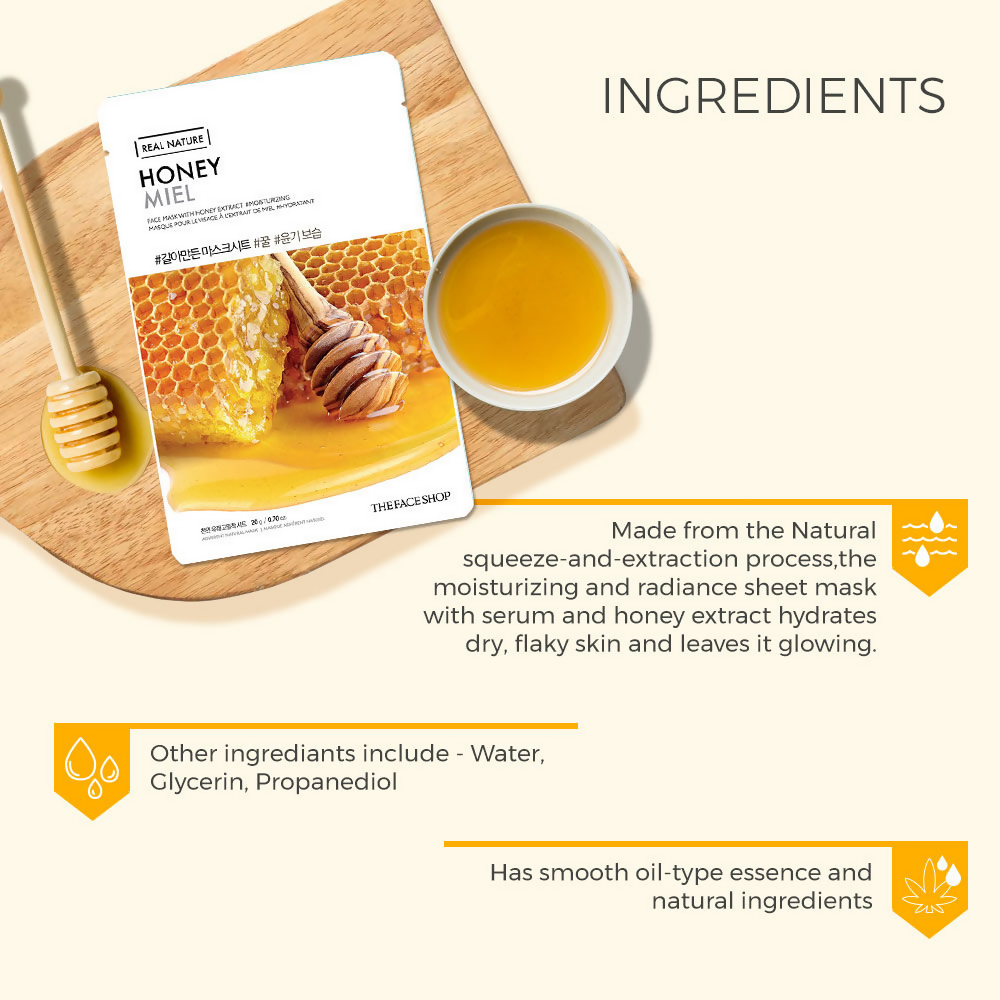 The Face Shop Real Nature Honey Miel Face Mask - Korean Skincare | Grocsy