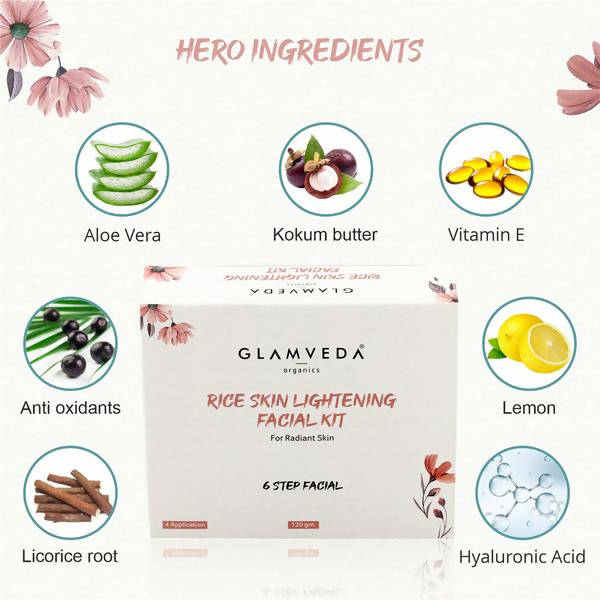 Glamveda Rice Skin Lightening Facial Kit | Grocsy