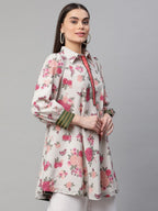 Ahalyaa Women Beige Crepe Digital Floral Print Tunic | Grocsy