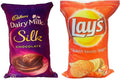 Unique Fashion Pack of 2 Microfibre Filled Reversible Cushion For Kids - Dairy Milk Silk And Red Lays | Grocsy