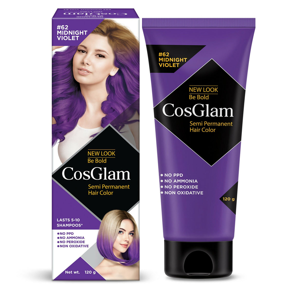 Cosglam Semi Permanent Hair Color for Women & Men (#62 Midnight Violet) | Grocsy