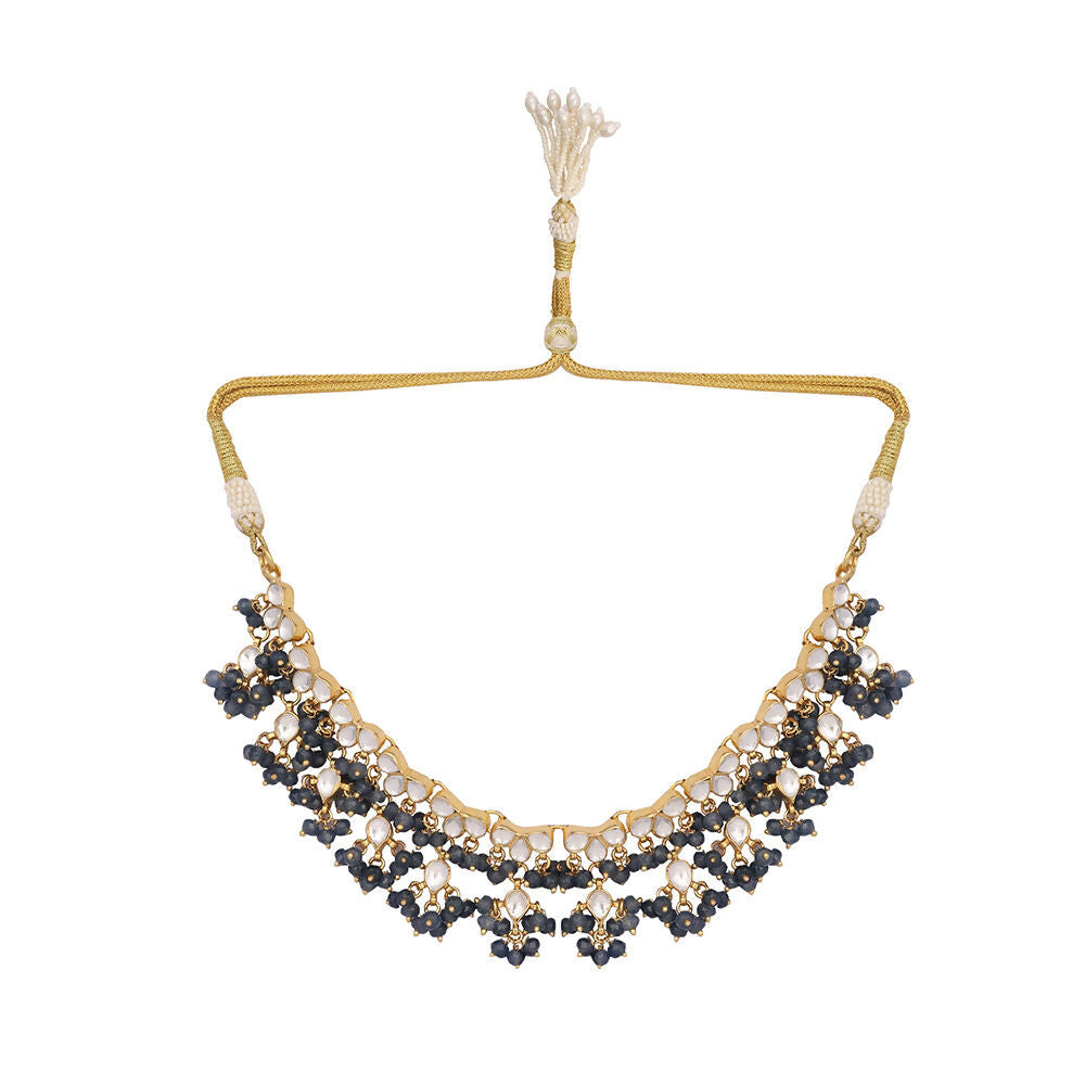 Nuyug 22K Gold Plated Azure Dusk Kundan Necklace | Grocsy