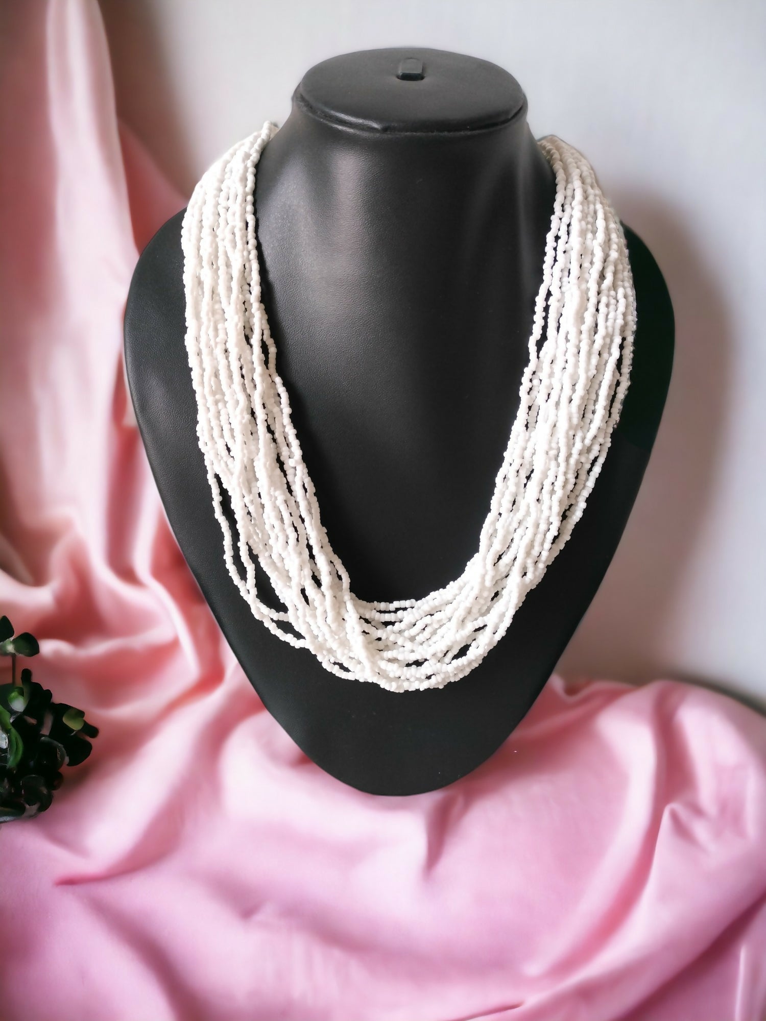 Inhanns Handmade Beaded Multilayer Necklace, 20 Layers - White | Grocsy
