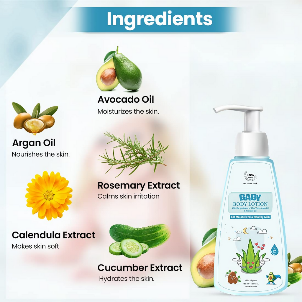 The Natural Wash Moisturising Baby Body Lotion With Avocado Oil & Calendula Oil | Grocsy