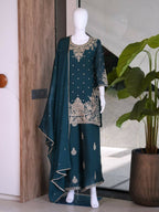 Teeya Creation New Latest Stylish Kurta Palazzo Set - Teal | Grocsy