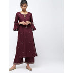 Cheera Straight Front Keyholl Elegant Kurta With Bell Sleeve Design | Grocsy