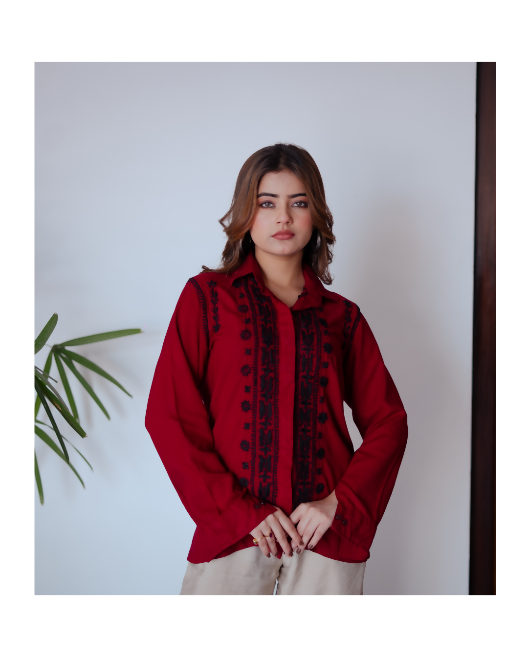 Zibaa Ruby Luxury Rayon Chikankari Shirt | Grocsy