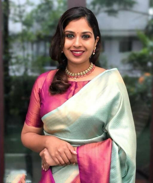 DEIANA'S Beautiful Designer Golden zari Soft Lichi Silk Saree - C Green | Grocsy