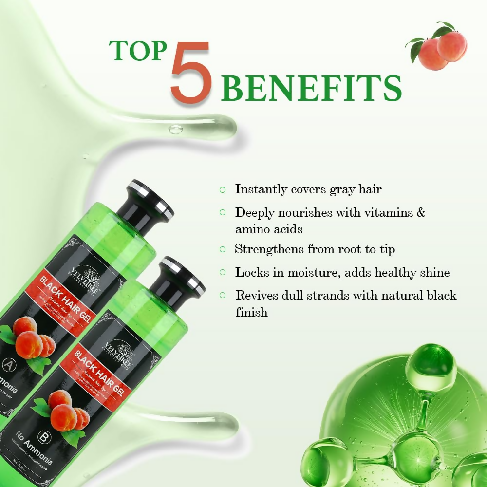 Velvetree Natural Black Hair Gel Dye (Black Hair Gel) | Grocsy