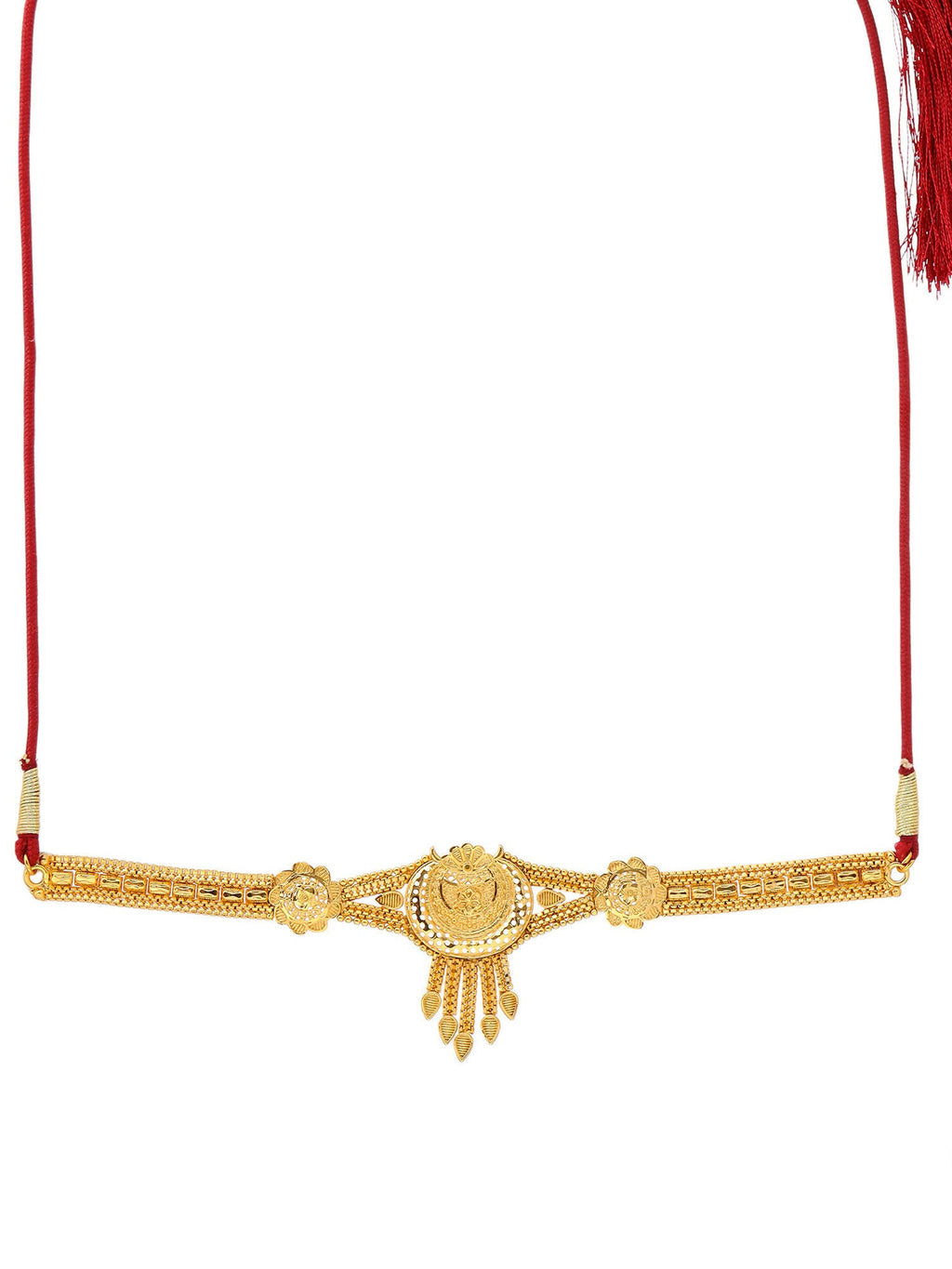 Ruby Raang Golden Choker with Earrings | Grocsy