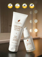 Flawora Set of Golden Glow Face Wash and 24k Golden Glow Face Serum | Grocsy