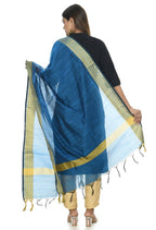 Mominos Fashion Blue Handloom Cotton Dupatta | Grocsy