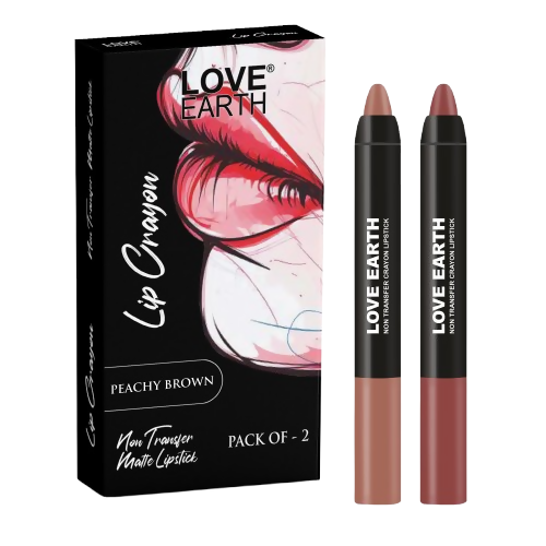 Love Earth Lip Crayon Non-Transfer Lipstick - Peachy Brown | Grocsy