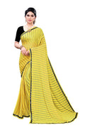 Vamika Yellow Malai Silk Printed Saree (Zigzag Yellow) | Grocsy